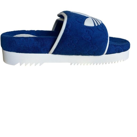 Adidas x Gucci Mens Slides Sandals Shoe, Blue/White, Gucci Sz 9 (US 9.5) - Picture 4 of 15